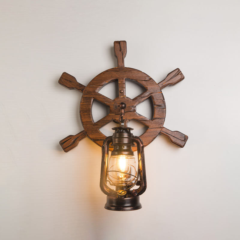 Wood Iron Wall Lamp