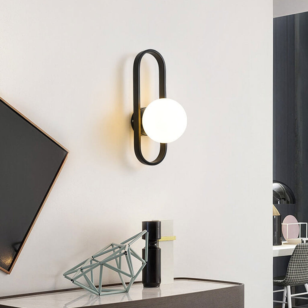 Oval Ring Iron Glass Wall Lamp