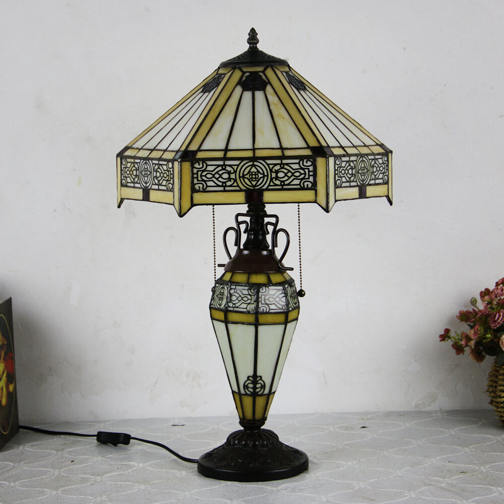 Stained Glass Hexagonal Dome 2-Light Table Lamp