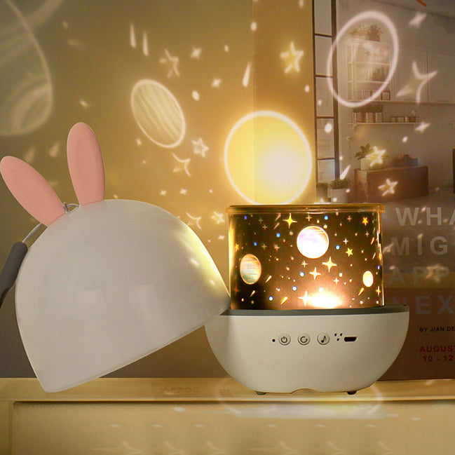 Kids Projectable Round Rabbit Table Lamp