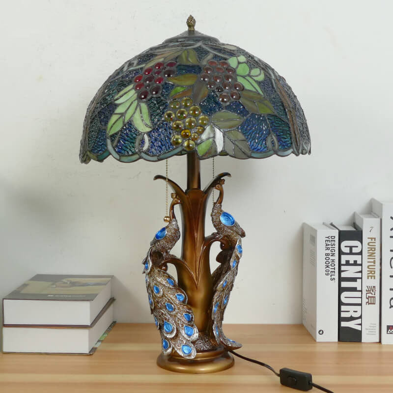 Stained Glass Resin Dome 2-Light Table Lamp