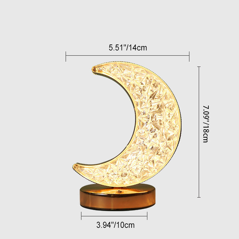 Metal Crystal Star Moon Table Lamp