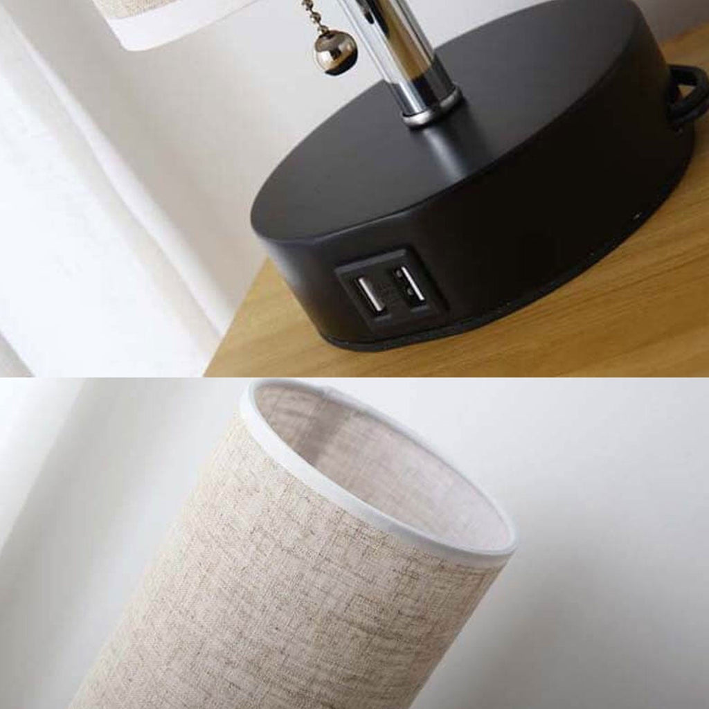 Column Hollow Iron Fabric Table Lamp
