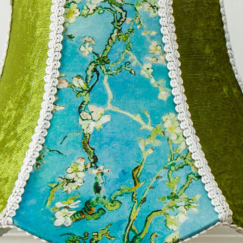 Metal Fabric Floral Painted Table Lamp