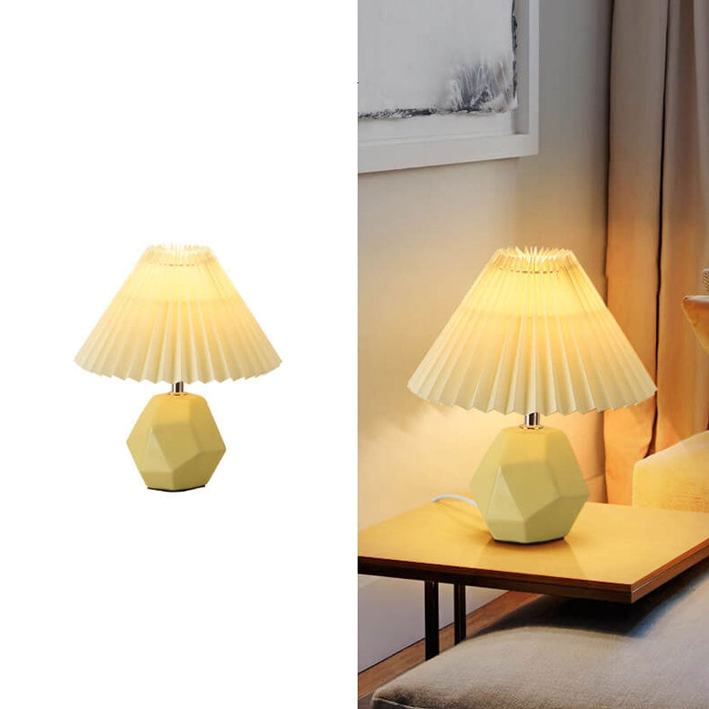 Milk Yellow Pleated Geometric Table Lamp