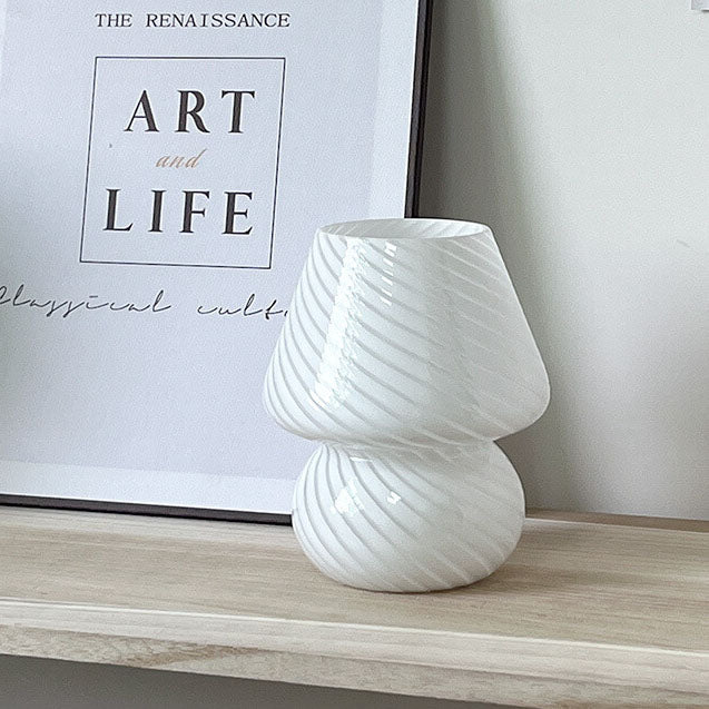 Striped Mushroom Glass Table Lamp