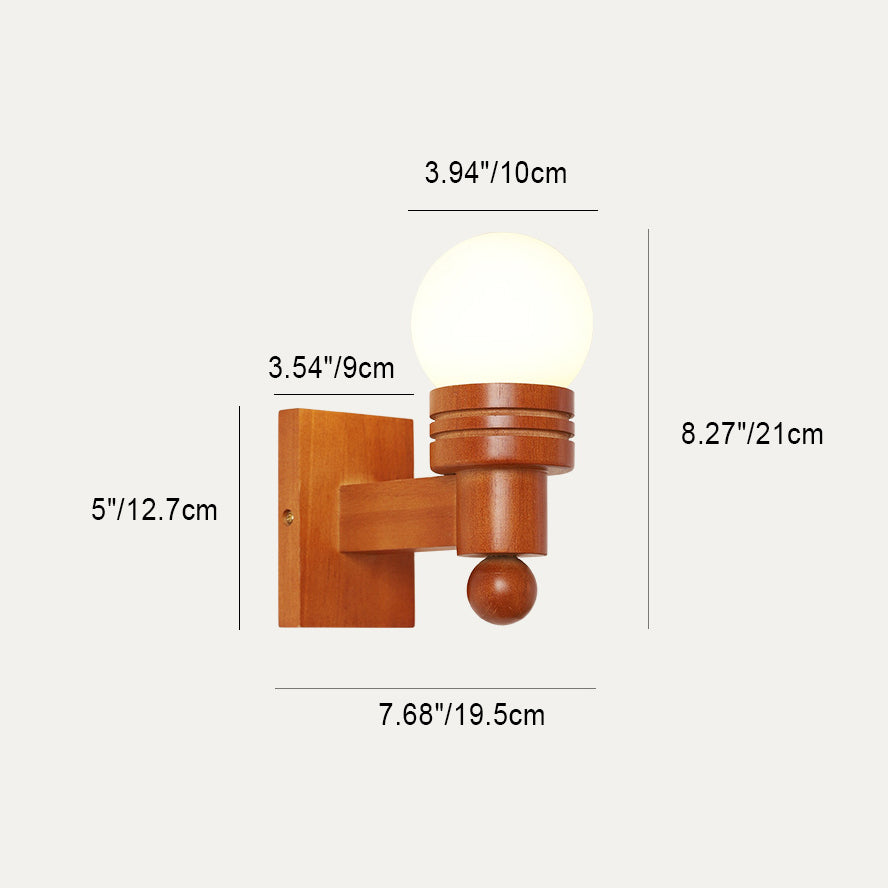 Wood Beam Glass Ball Wall Lamp