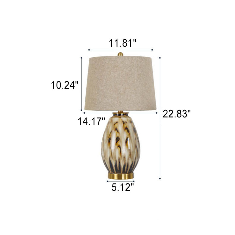 Fabric Water Pattern Ceramic Table Lamp