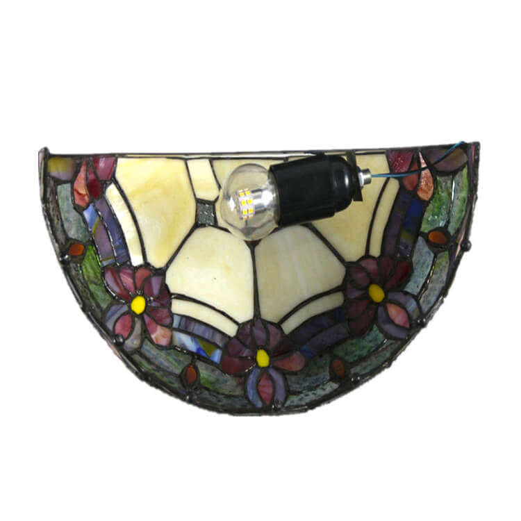 Flower Stained Glass Bowl Wall Lamp