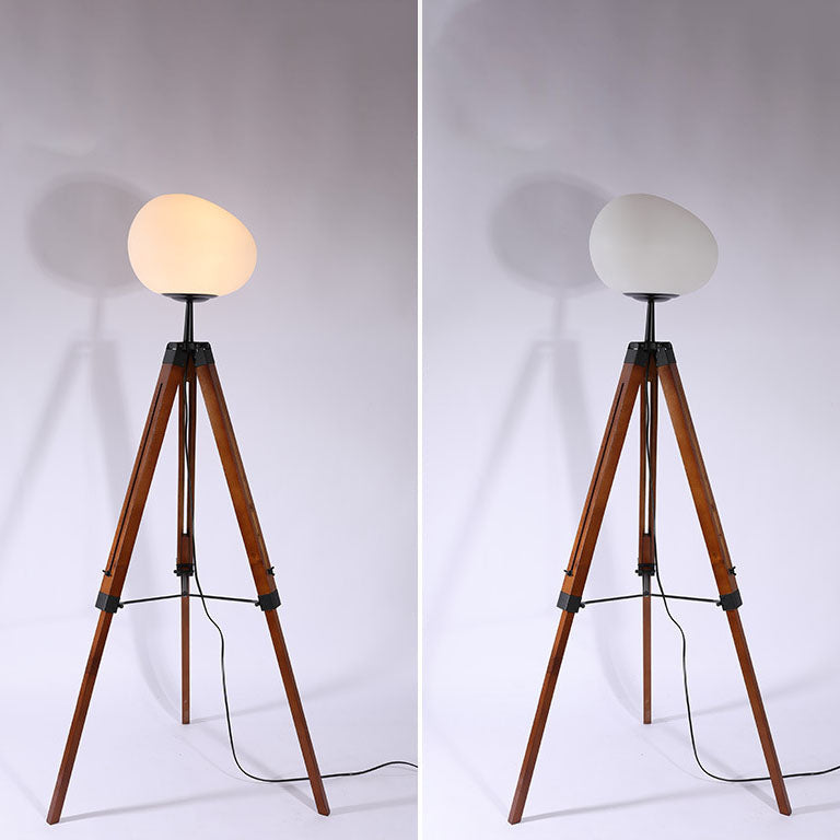 PE Round Wood Tripod Floor Lamp
