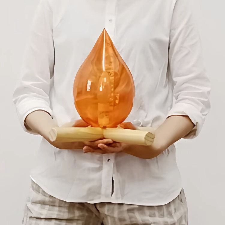 Fire Wood Glass Living Table Lamp