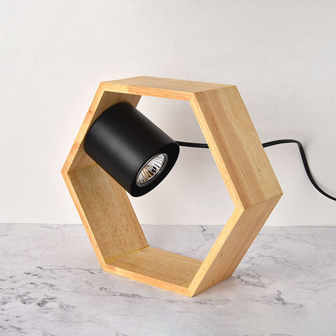 Wood Hexagonal Melting Wax Table Lamp