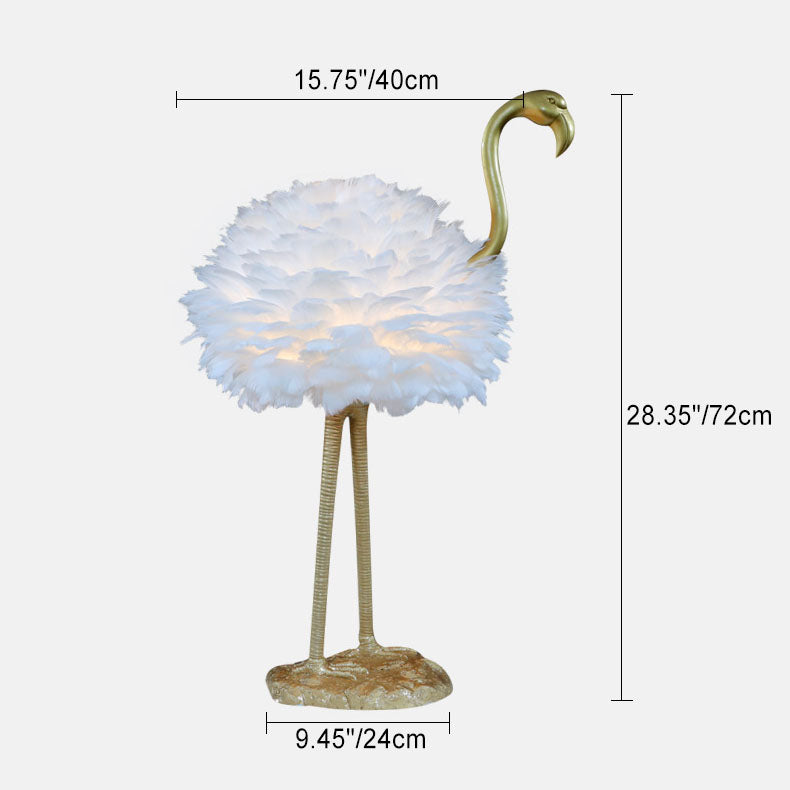 Goose Feather Metal Flamingo Table Lamp