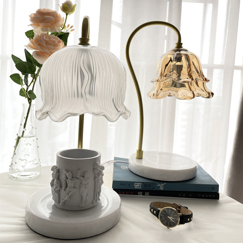 Flower Glass Marble Melting Table Lamp