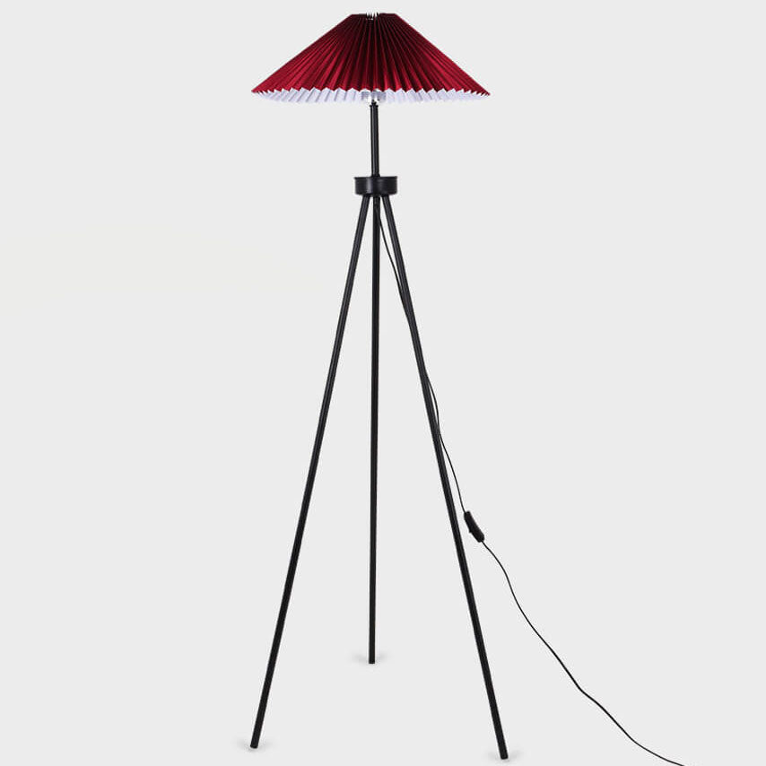 Pleated Canvas Iron Tripod Floor Lamp