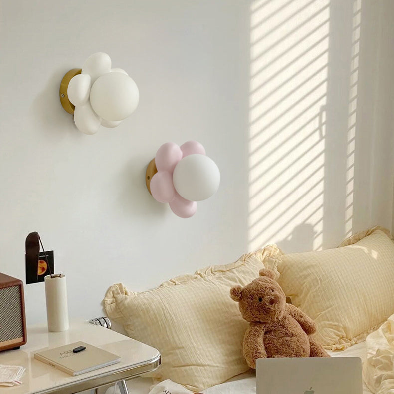 Floral Iron Wood Ceramic Wall Lamp