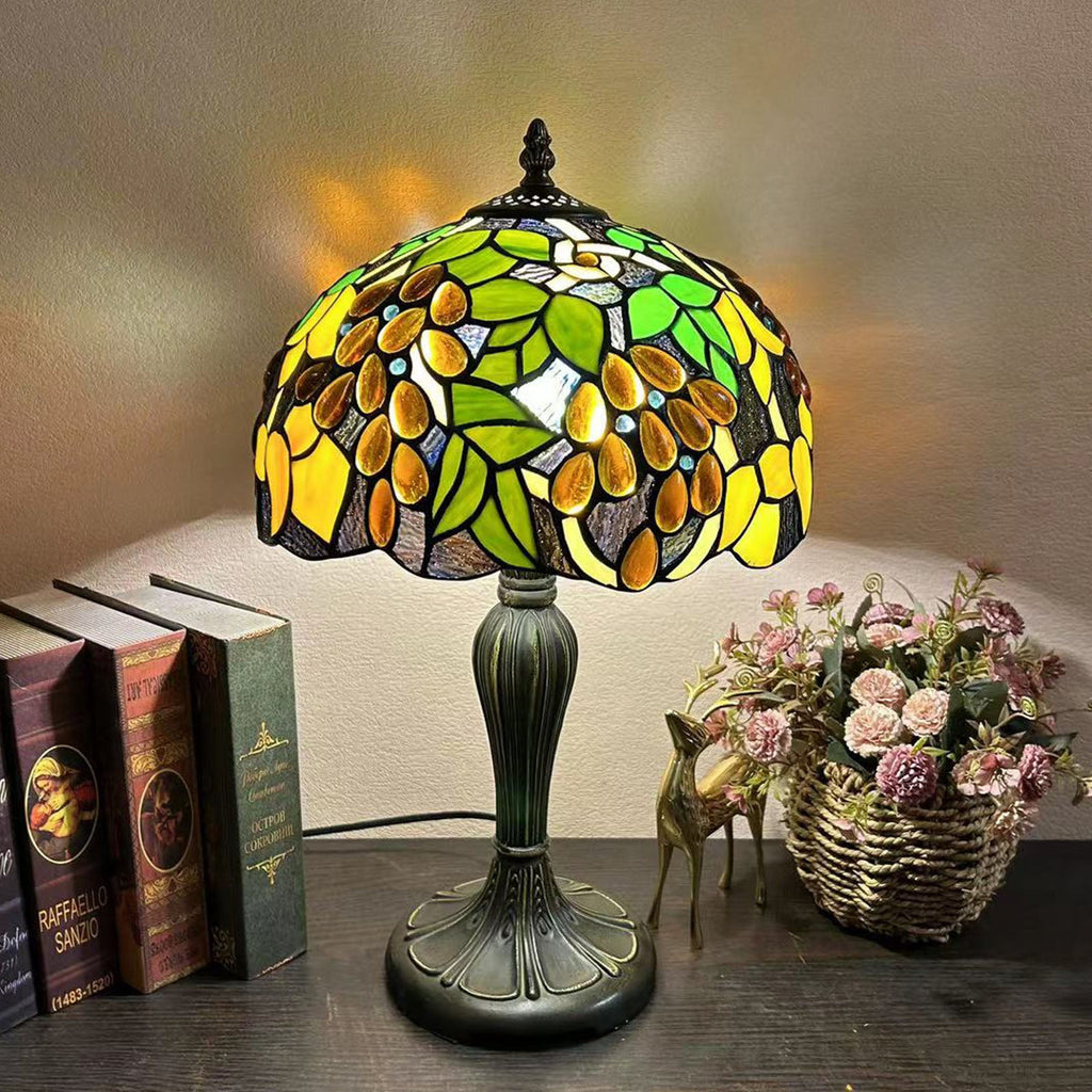 Metal Glass Dome Grape Table Lamp