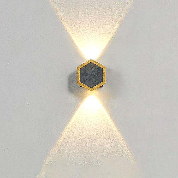 Hexagonal Combination Black Gold Outdoor Light