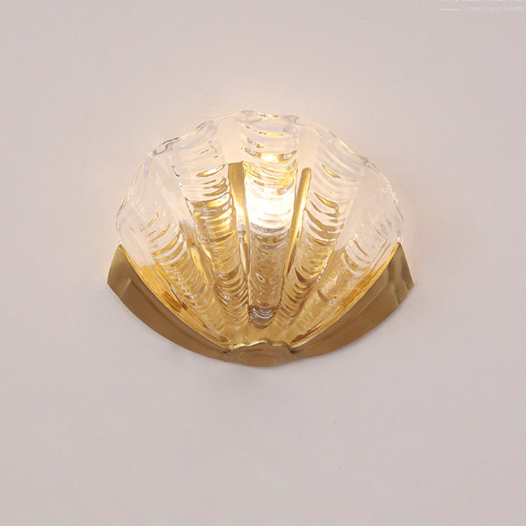 Shell Brass Glass Living Wall Lamp