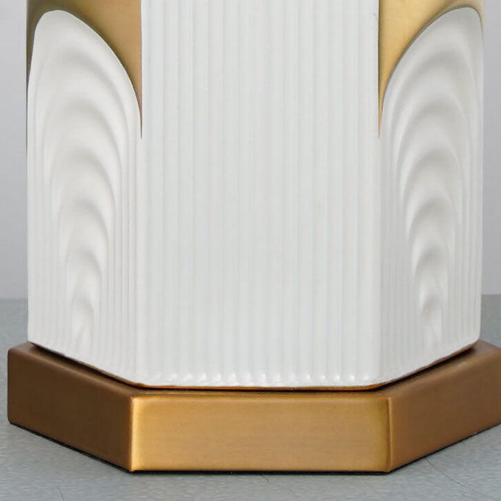 Plated Ceramic Column Fabric Table Lamp