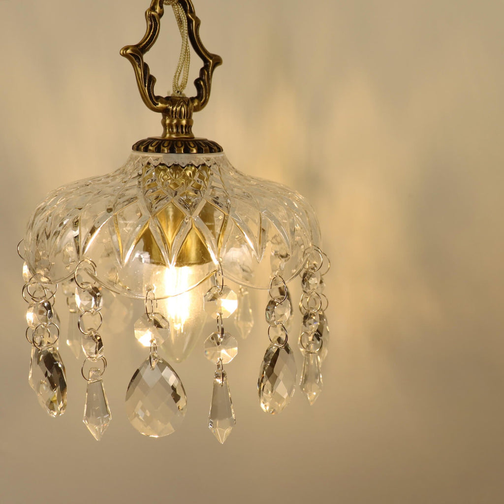 Brass Crystal Glass Wall Lamp