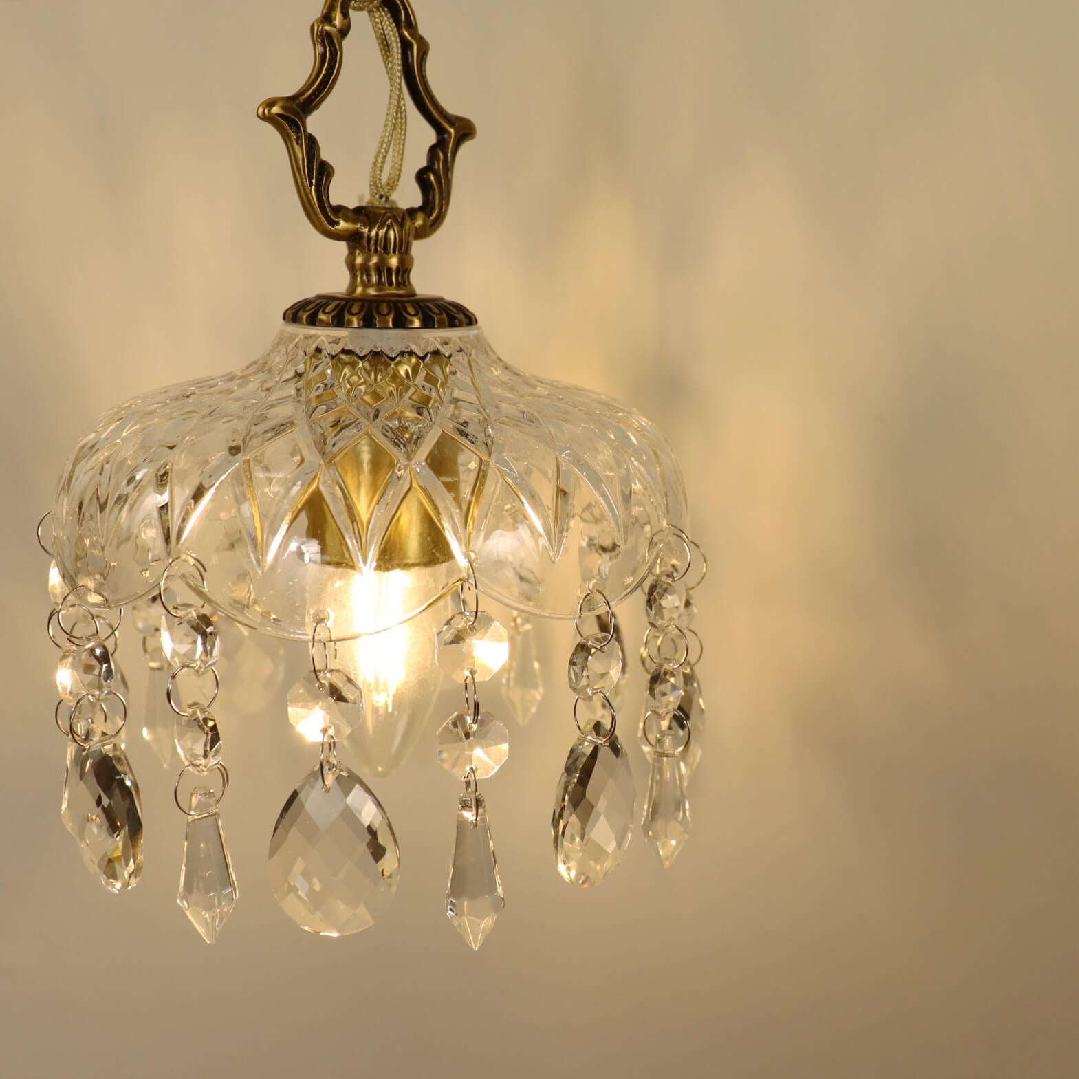 Brass Crystal Glass Wall Lamp