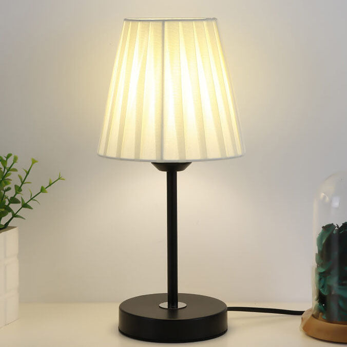 Black White Pleated Metal Table Lamp