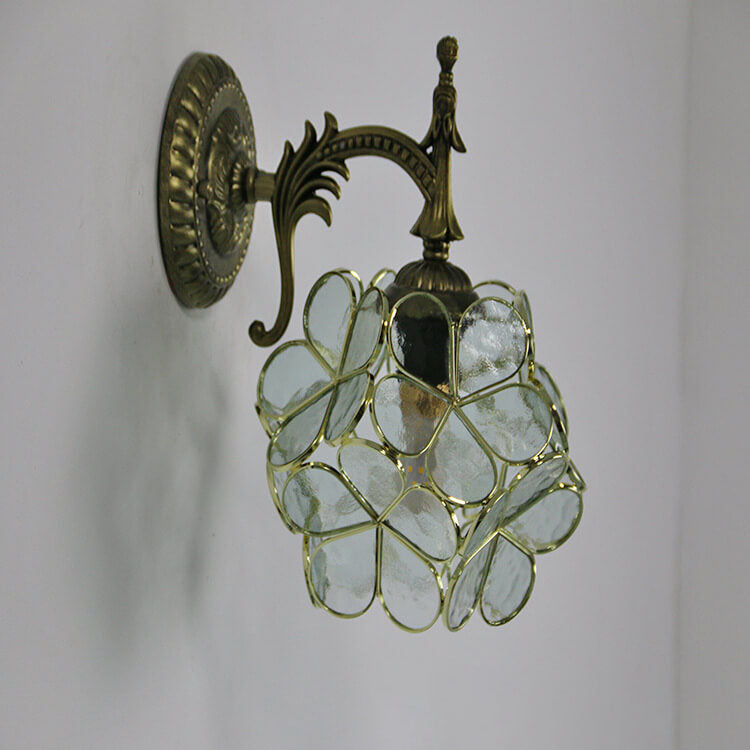Flower Shaped Glass Metal Wall Lamp