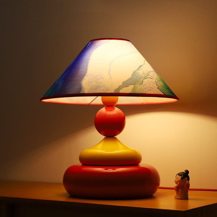Iron Fabric Conic Round Table Lamp