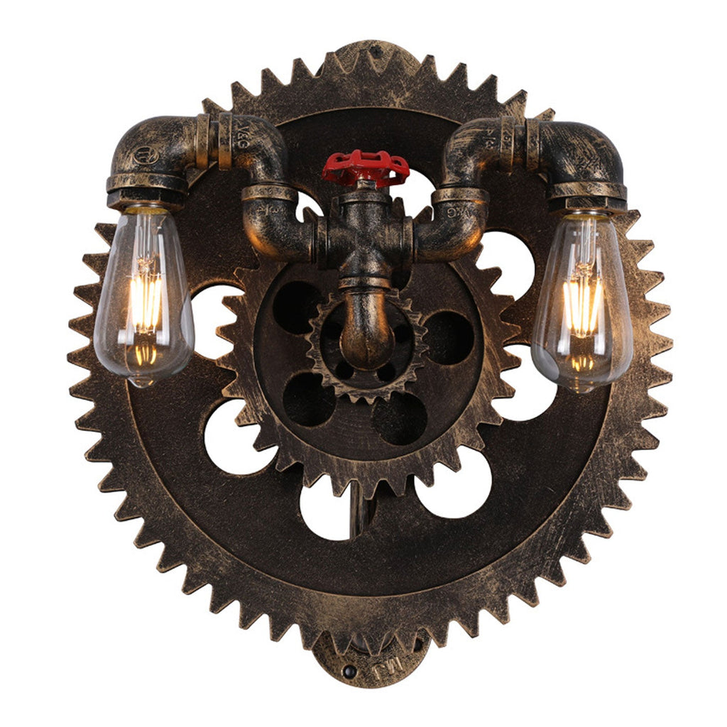 Gear-shaped Wrought Iron Wall Lamp