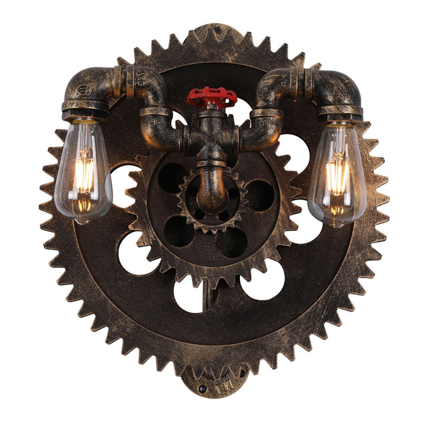 Gear-shaped Wrought Iron Wall Lamp