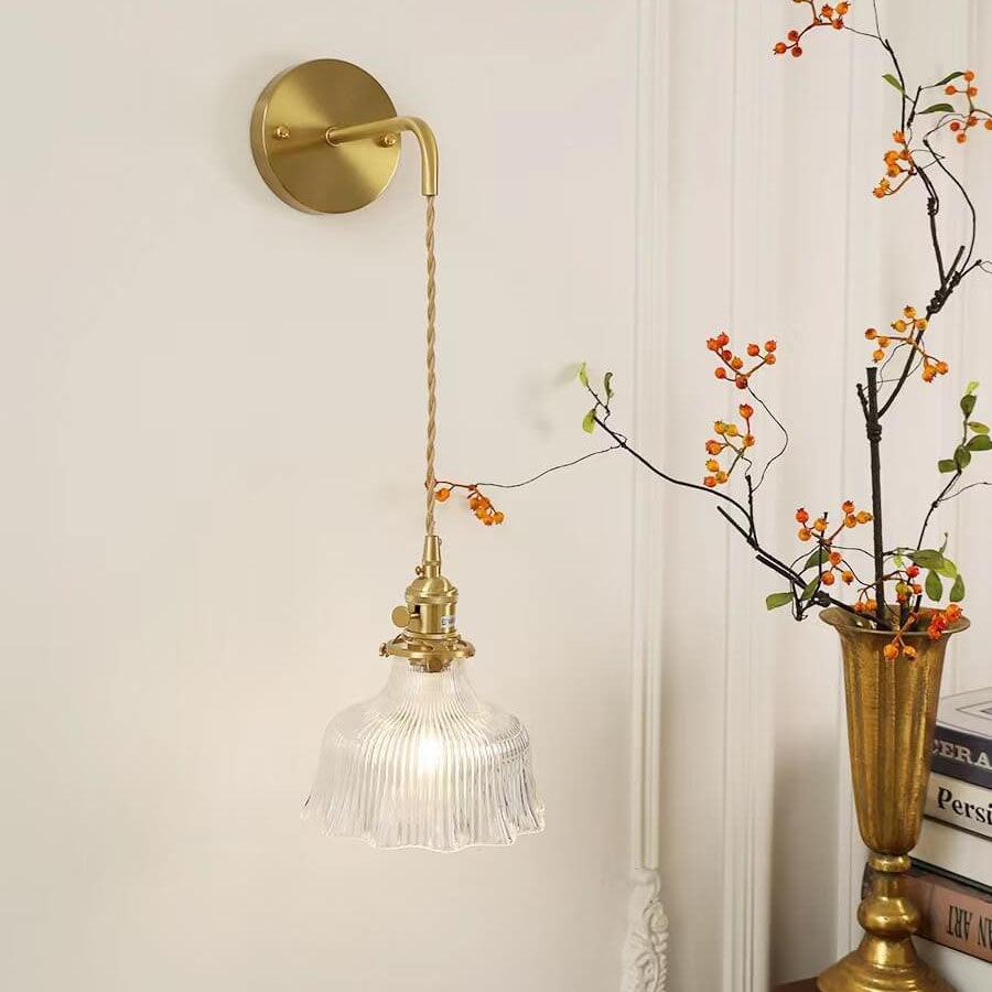 Flower Copper Glass Wall Lamp