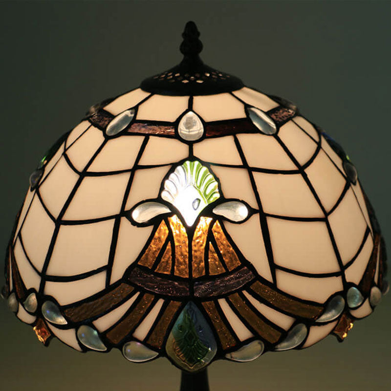 Curved Lucite Beads Stained Table Lamp