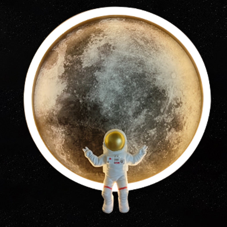 Round Lunar Astronaut Hardware Wall Lamp
