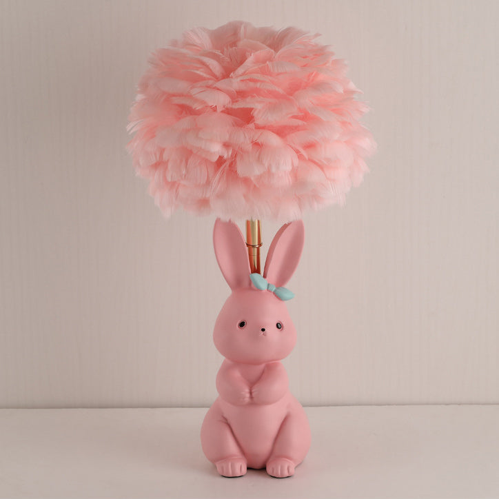 Rabbit Feather Orb Metal Table Lamp