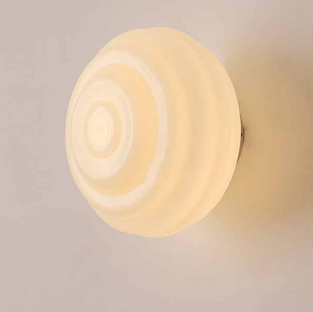 Cream Wave Round Glass Wall Lamp