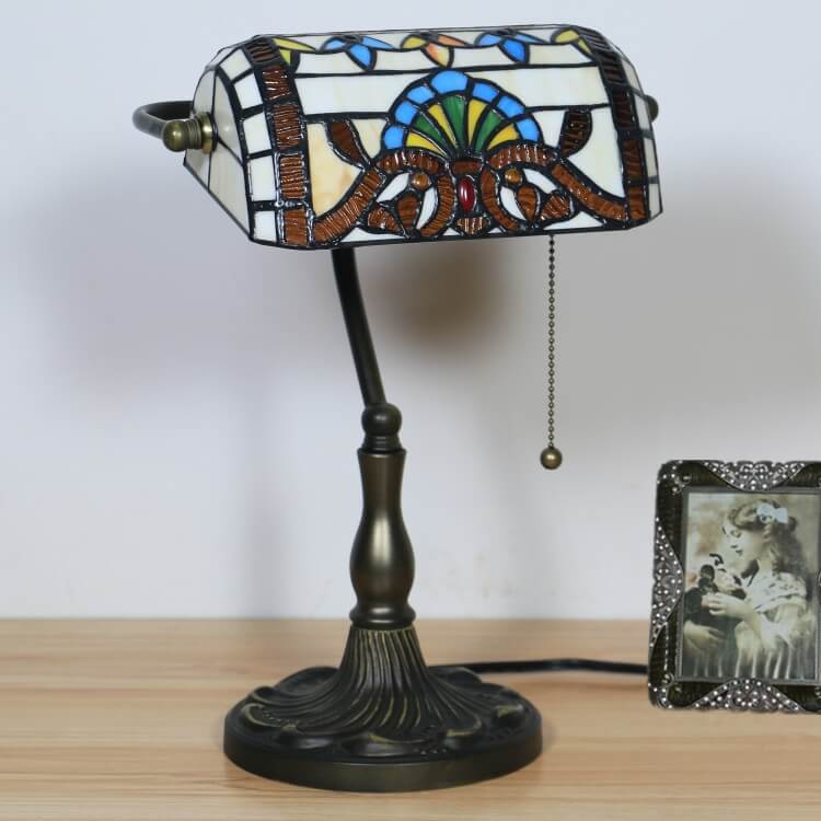 Baroque Stained Glass Bank Table Lamp
