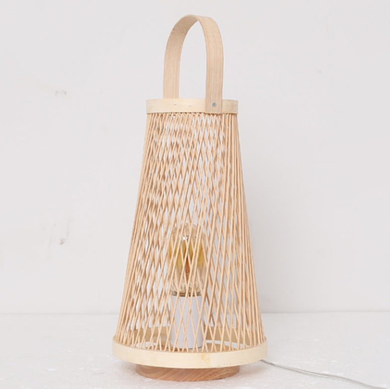 Bamboo Weaving Lantern Portable Table Lamp