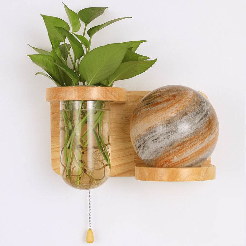 Oak Glass Planet Wall Lamp