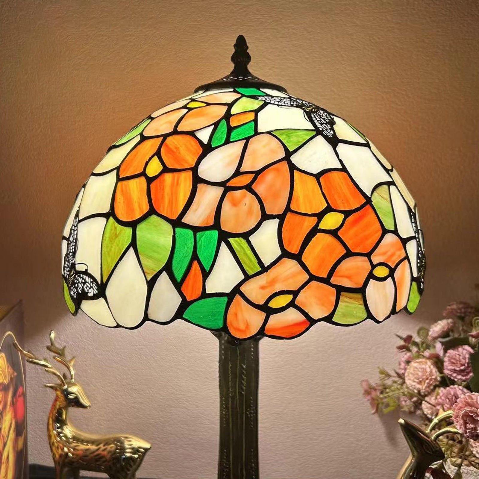 Metal Hardware Glass Semicircular Table Lamp