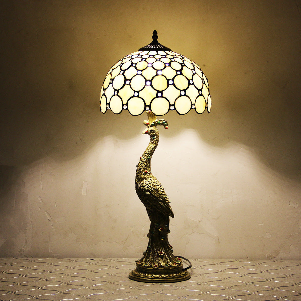 Peacock Gem Dome Glass Table Lamp