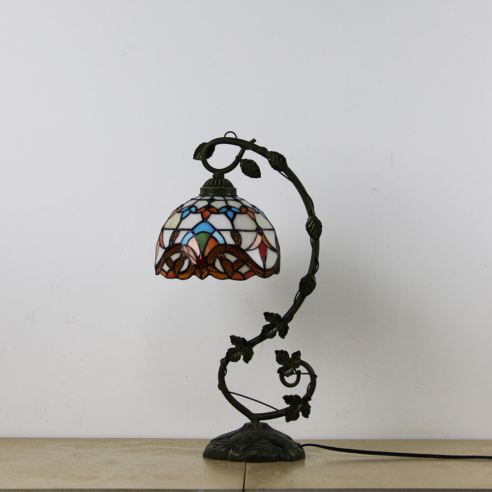 Rose Stained Glass Vine Table Lamp