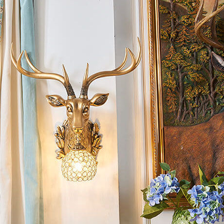 Deer Head Resin Wall Lamp