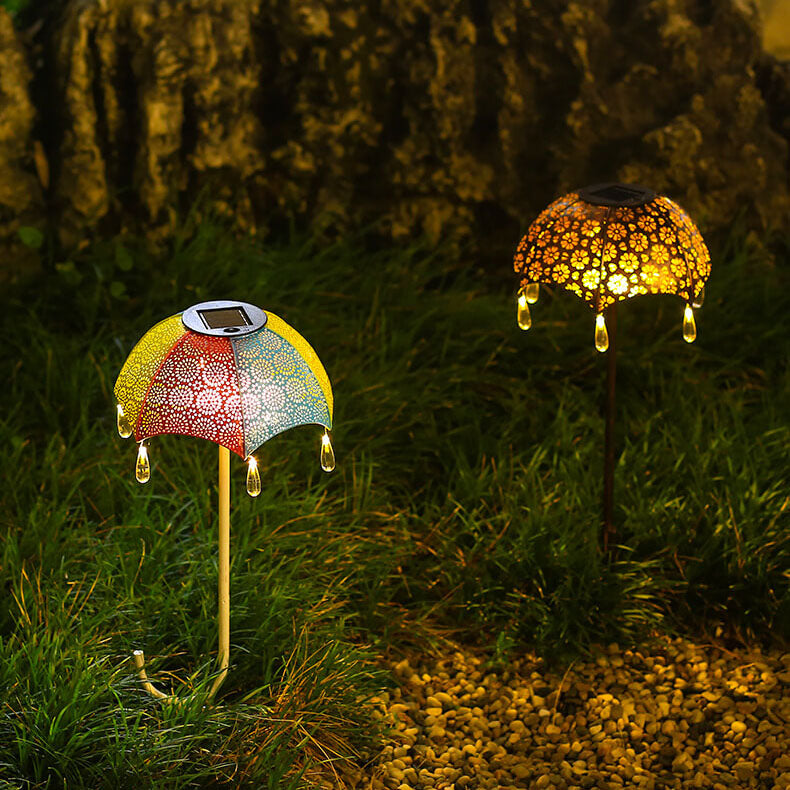 Iron Colorful Umbrella Hollow Outdoor Light