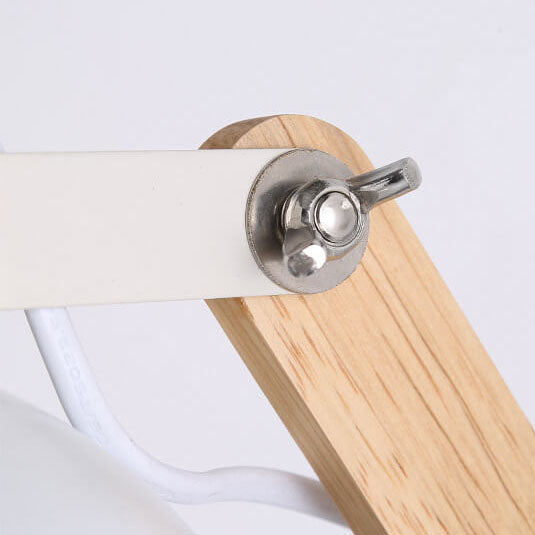 Iron Semicircle Wooden Arm Wall Lamp