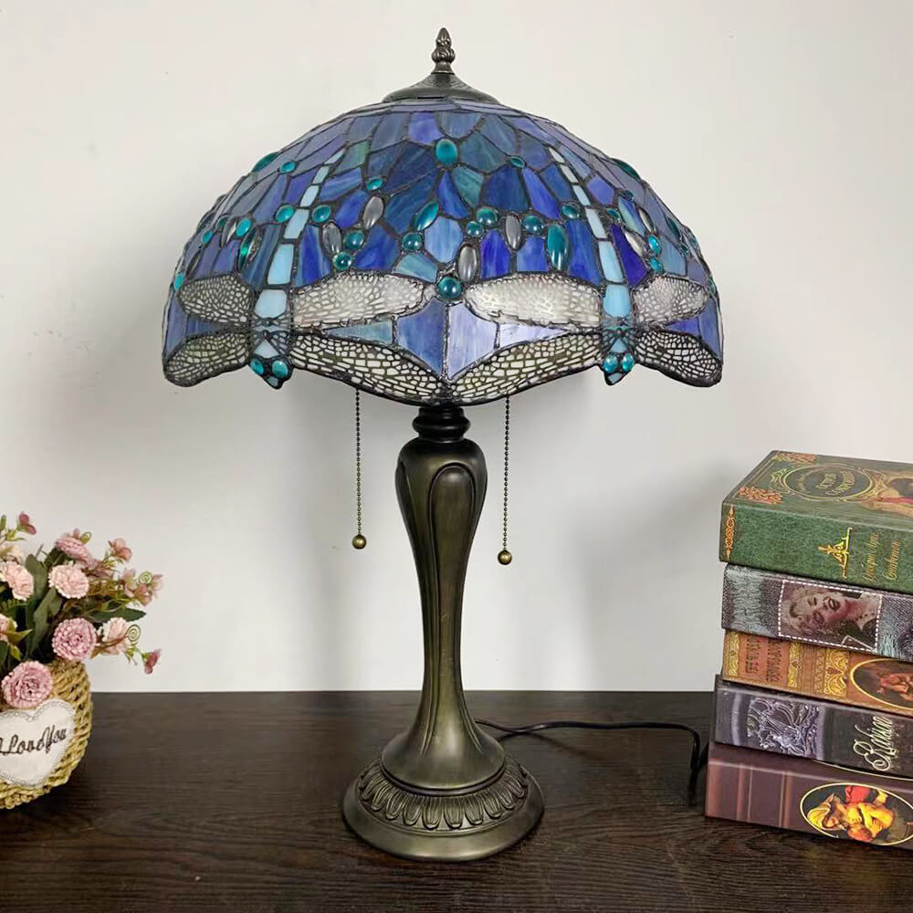 Umbrella Flower Dragonfly Alloy 2-Light Table Lamp