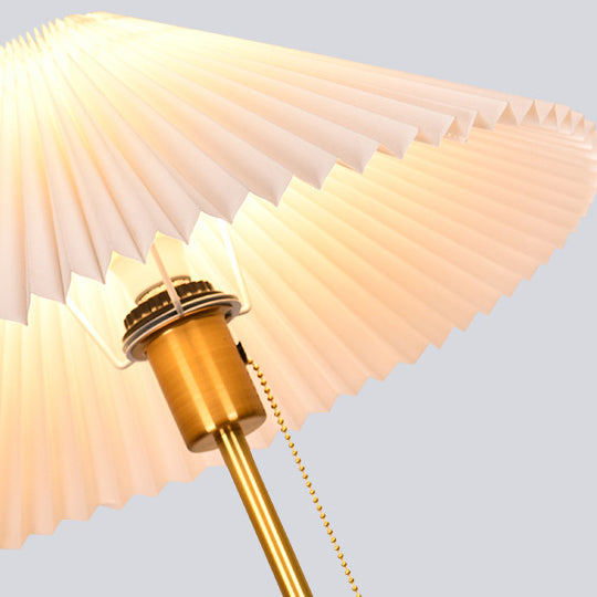 Plastic Pleated Conical Marble Floor Lamp