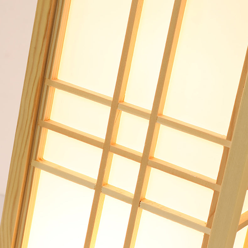 Traditional Japanese Wood Acrylic 3-Light Floor Lamp