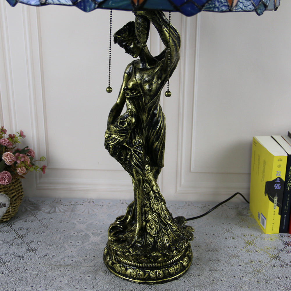 Stained Glass Beauty Resin 2-Light Table Lamp