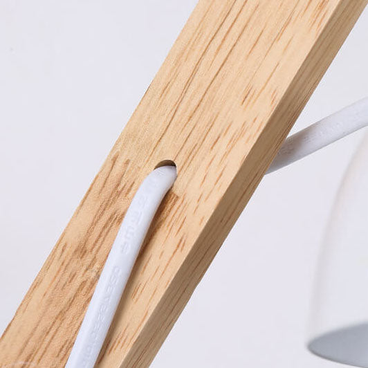 Iron Semicircle Wooden Arm Wall Lamp